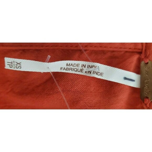 NEW FREE PEOPLE FREE-EST NATALYA SMOCKED COTTON WARM RED RUCHED MIDI DRESS SZ XS - Picture 9 of 10